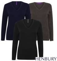 HENBURY Damen-Business-Strick-Pullover V-Ausschnitt -W721- 